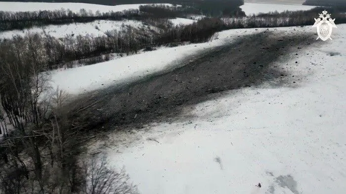 Место крушения военно-транспортного самолета Ил-76 под Белгородом