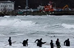 Балтийское море выбросило на пляж города Пионерский янтарные россыпи