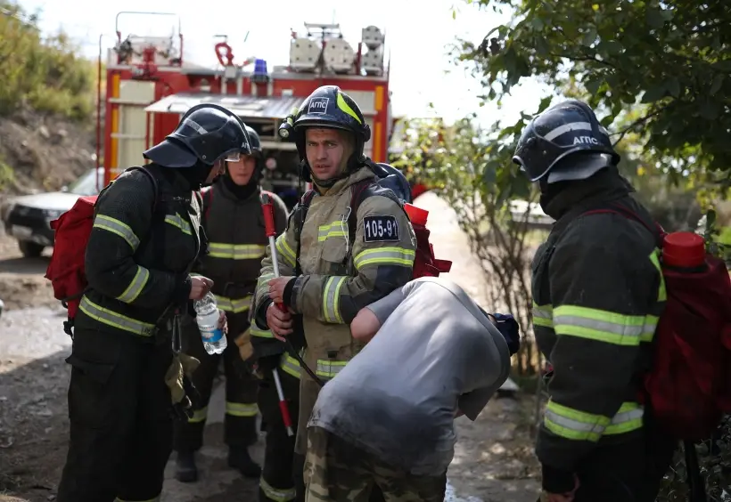 Группировка для тушения лесного пожара в Геленджике увеличена до 250 человек. Фото. © РИА Новости. Виталий Тимкив