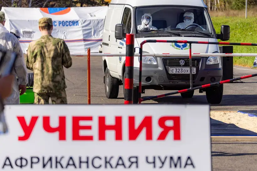 Ликвидацию условного очага АЧС отработали на учениях под Томском